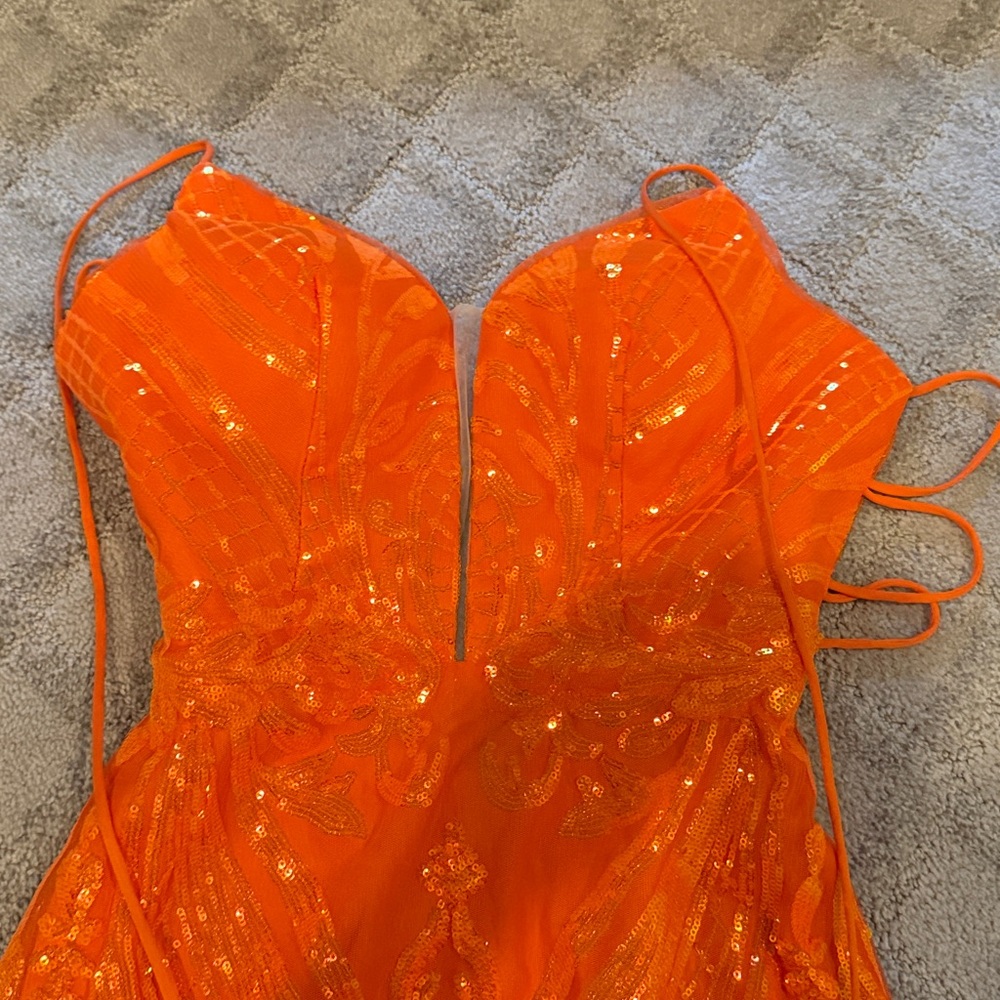 Vibrant Orange Women's Dress - Picture 3 of 7